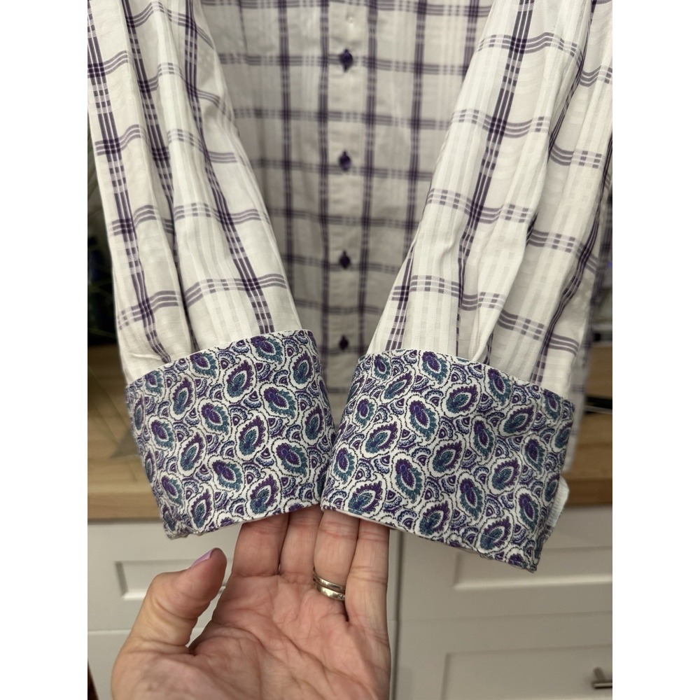 Robert Graham Shirt 3XL Mens Purple Plaid Check Paisley Long Sleeve #FF8-3 - Picture 5 of 10